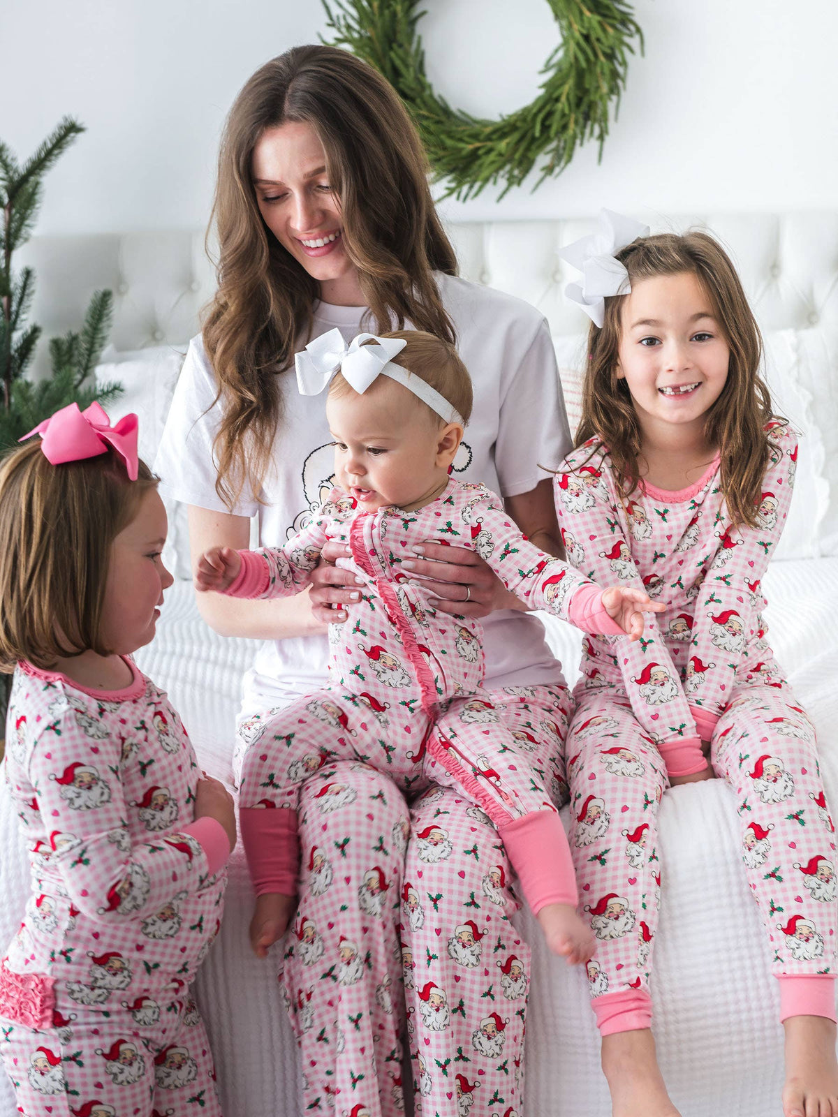 SoftSnooze™ Adult Bamboo Viscose Pink Dear Santa Pajama Pants: Pink / Adult S