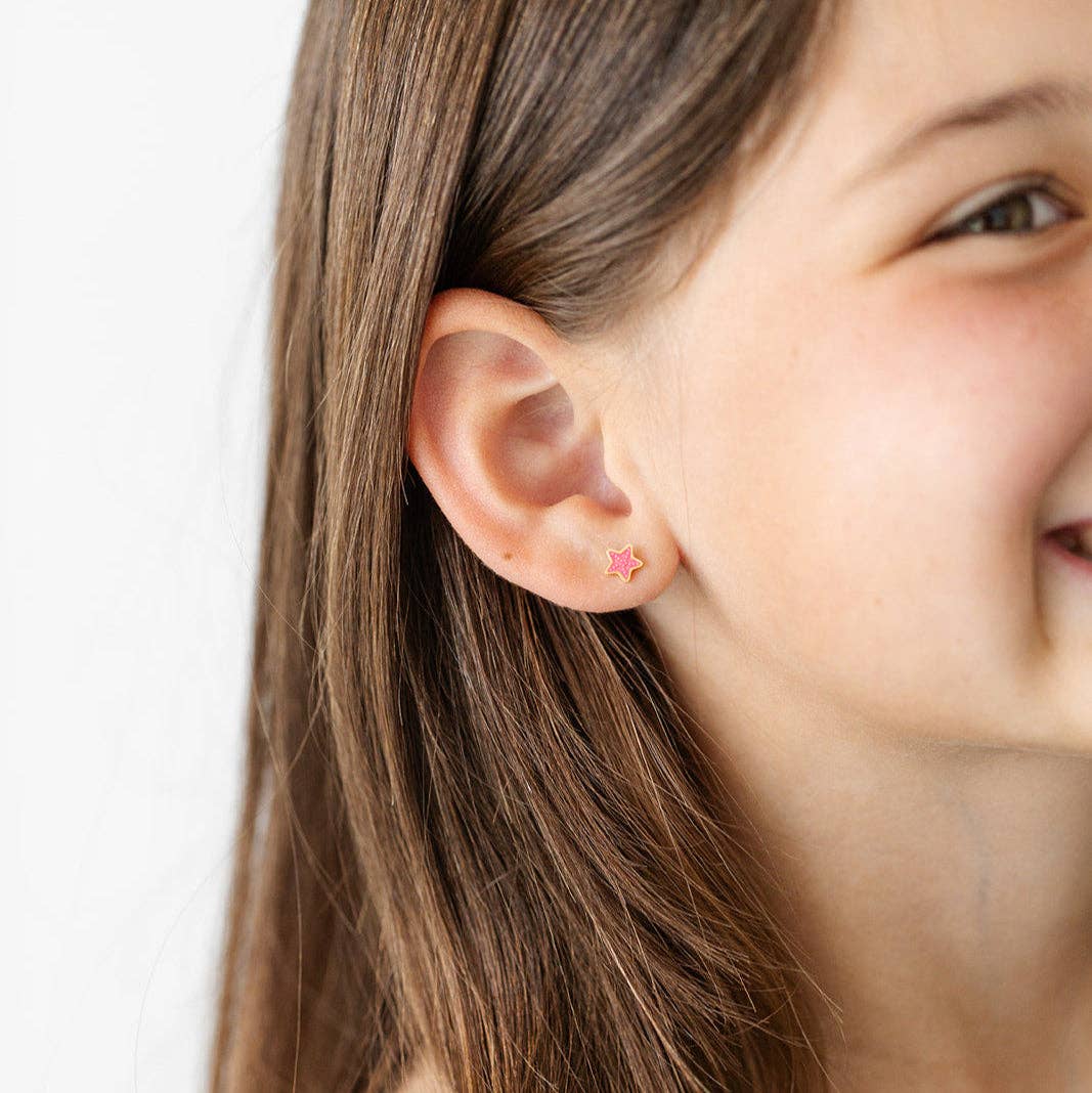 Starfish Stud Earrings - Hypoallergenic, Flat Back, Girl : Pair