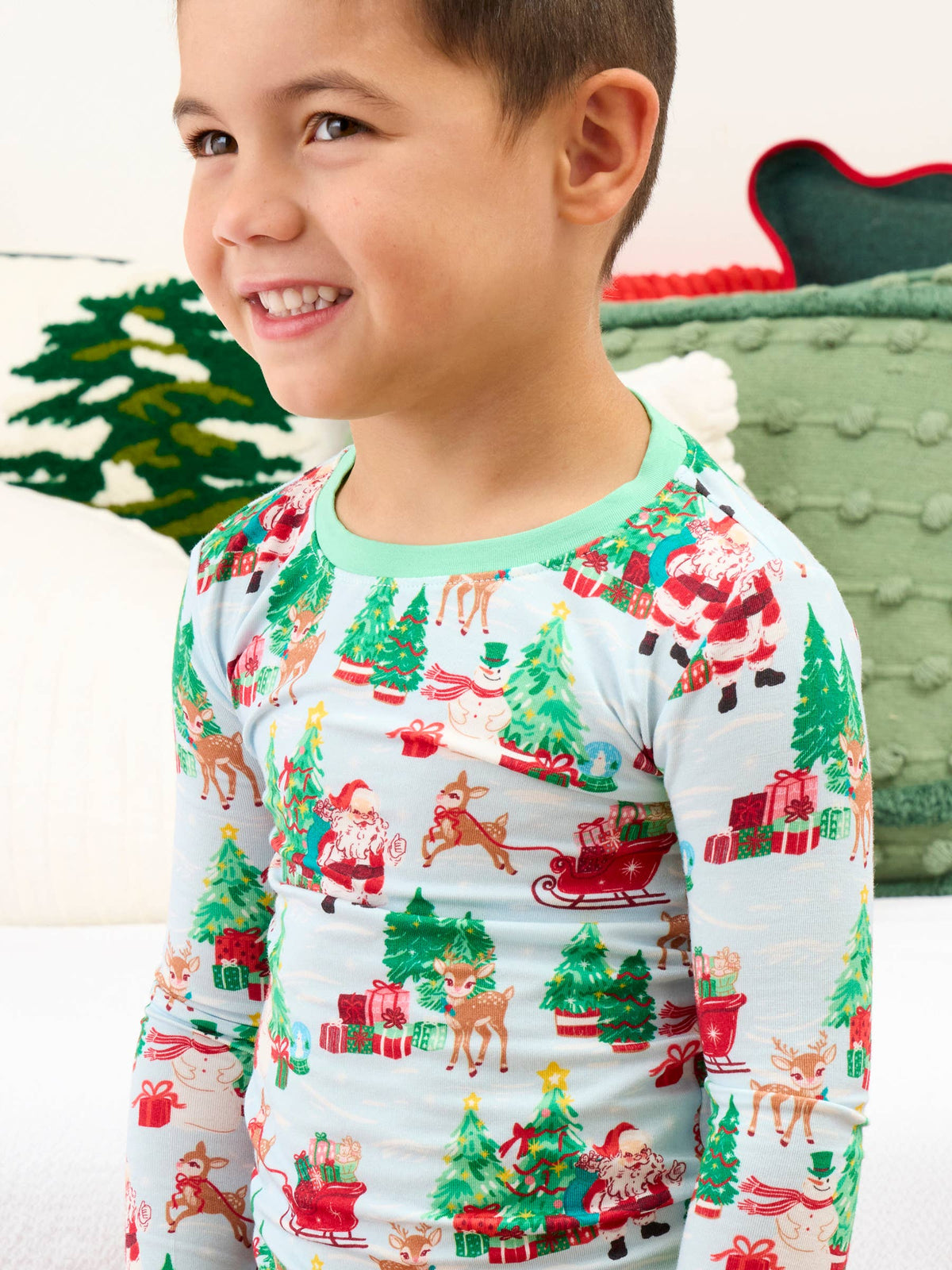 Kids Bamboo Santa Wonderland Christmas Long Sleeve Pajama Set