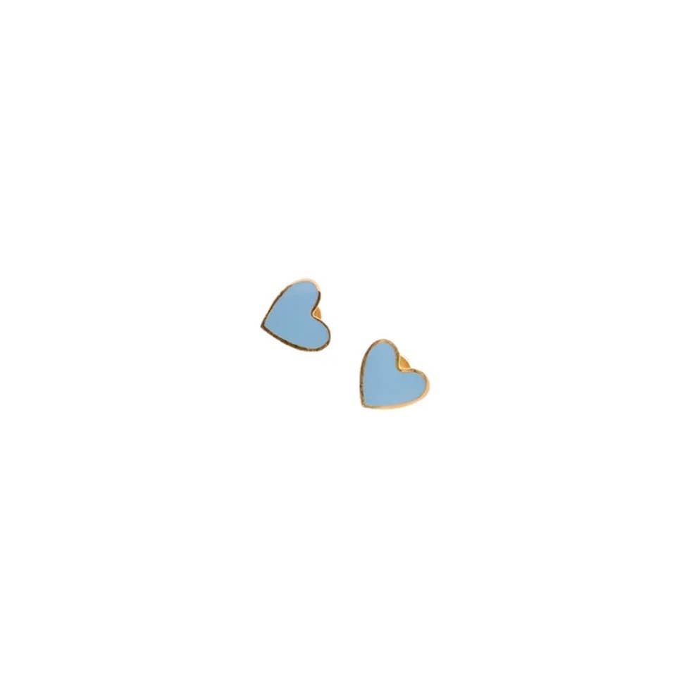 Heart Stud Earring - Hypoallergenic, Flat Back, Girl : Neon Pink