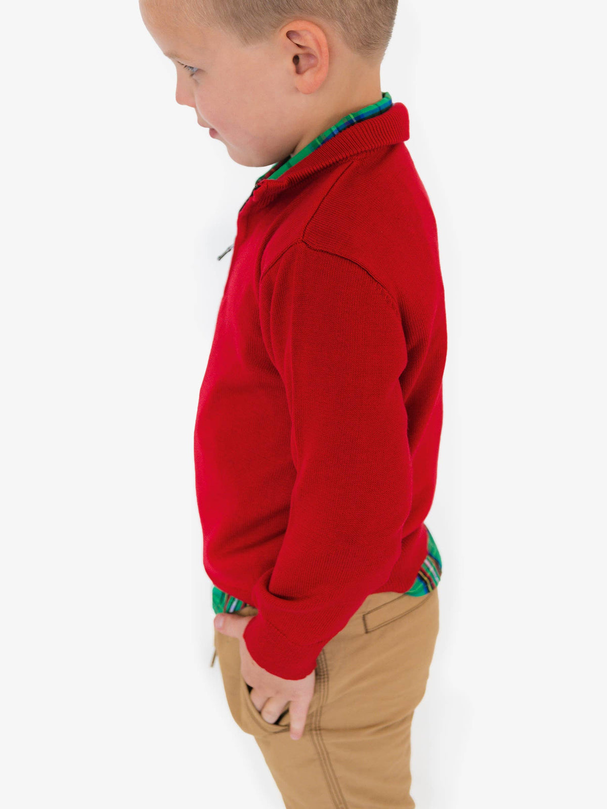 Boys Red Quarter-Zip Sweater: Red / 4T