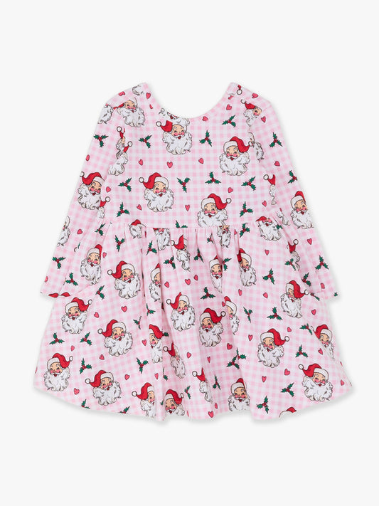 Girls Pink Dear Santa Knit Long Sleeve Twirl Dress: Pink / 4T